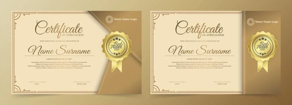Certificate of elegance in modern classics Stock Illustration