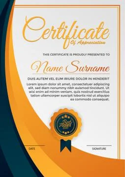 Certificate of elegance in modern orange Stock Illustration