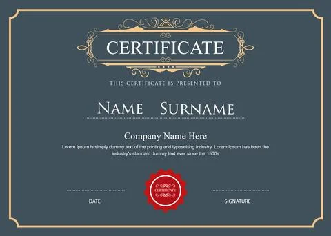 Certificate elegant flourishes vector border template Stock Illustration
