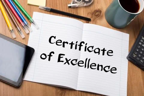 Certificate of Excellence - Note Pad With Text Stock Photos