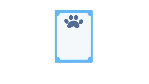 A certificate featuring a dog paw print and a decorative ribbon, symbolizin.. Stock Footage 332292510