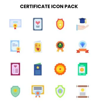 Certificate Flat Graphics Icons Pack Stock Illustration
