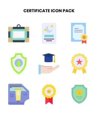Certificate Flat SVG Icons Pack イラスト素材