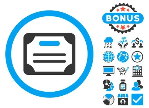 Certificate Flat Vector Icon with Bonus Stockillustratie