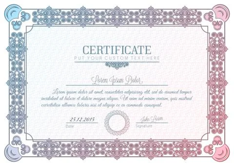 Certificate frame charter diploma Stock Illustration