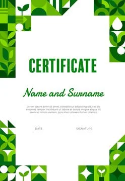Certificate with geometric Bauhaus pattern Stock Illustration
