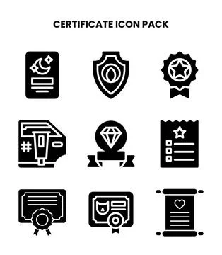 Certificate Glyph Graphics Icons Pack Stock Illustration