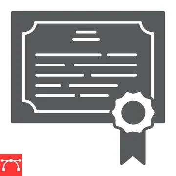 Certificate glyph icon Stock Illustration