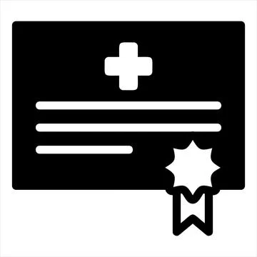 Certificate glyph icon vector illustration isolated on white background Stock Illustration