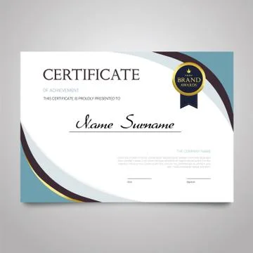 Certificate - horizontal elegant vector document Stock Illustration