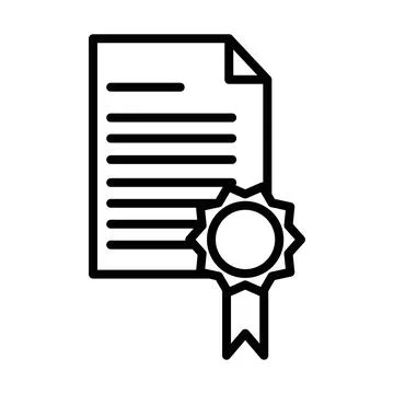 Certificate icon (2) linear logo mark in black and white Stock Illustration