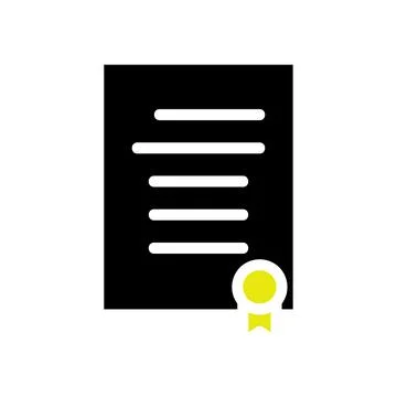 Certificate Icon. Document with Seal. Formal Recognition. Illustrazione stock