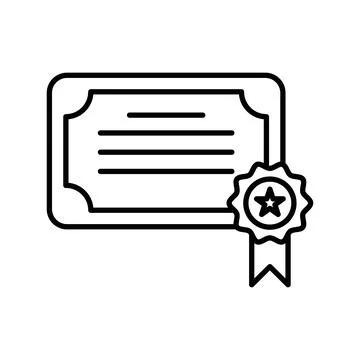 Certificate icon linear logo mark in black and white Stock Illustration