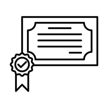 Certificate icon linear logo mark in black and white Stock Illustration