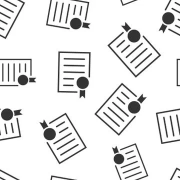 Certificate icon seamless pattern background. License badge vector illustrati Stock Illustration