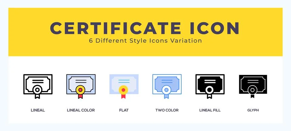 Certificate icon set. Design elements for logo Illustrazione stock