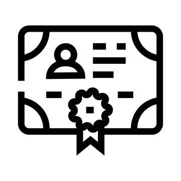 Certificate icon showing a document with a profile image and text details, in イラスト素材