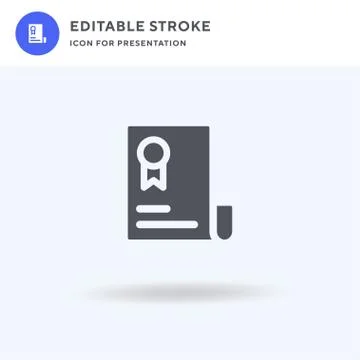 Certificate icon vector, filled flat sign, solid pictogram isolated on white Stock Illustration