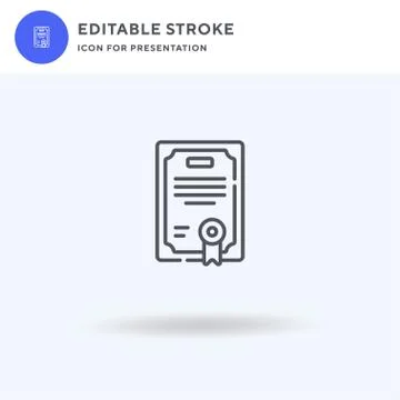 Certificate icon vector, filled flat sign, solid pictogram isolated on white Stock Illustration