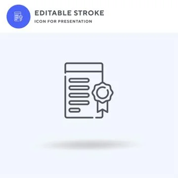 Certificate icon vector, filled flat sign, solid pictogram isolated on white Illustrazione stock