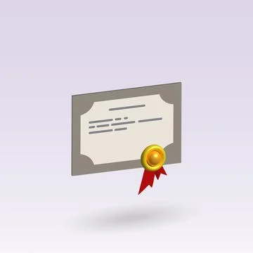Certificate isolated 3d vector icon. certificate 3d icon Illustrazione stock