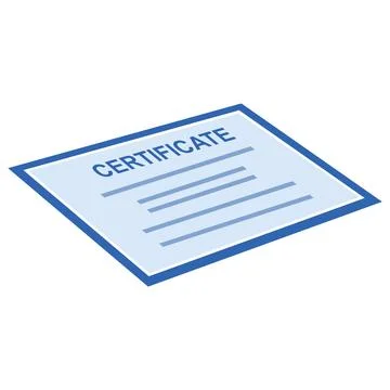 Certificate isometric icon. Blue simple vector illustration 스톡 일러스트