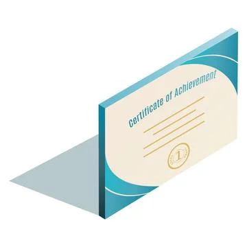 Certificate isometric icon. Blue simple vector illustration 스톡 일러스트