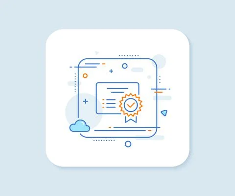 Certificate line icon. Verified document sign. Vector イラスト素材