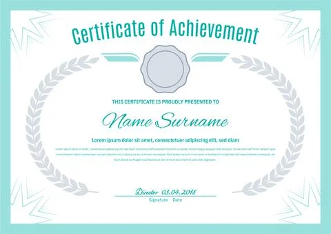 Certificate line mandala border with laurel wreath. Stock Illustration