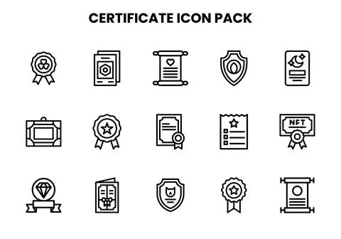 Certificate Line Scalable Icons Pack Stock Illustration
