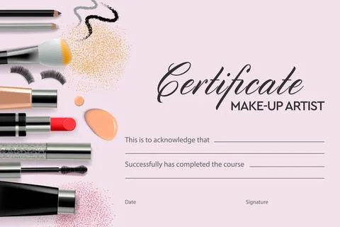 Certificate make up school, education, course vector illustration. Certifi... Stock Photos