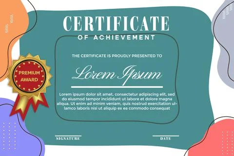 Certificate with memphis design background Illustrazione stock