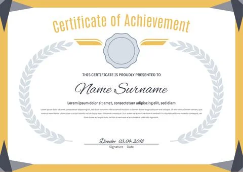 Certificate modern triangle border Line frame for certificate, diploma, blank Stock Illustration