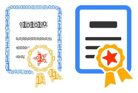 Certificate Mosaic of Binary Digits Illustrazione stock