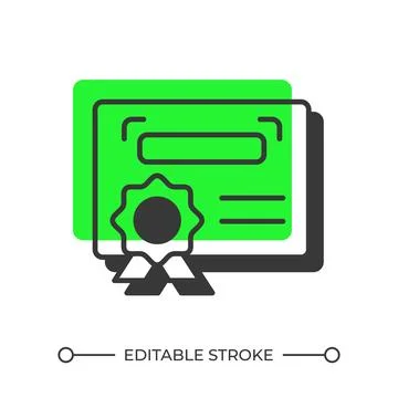 Certificate offset shadow line icon Illustrazione stock