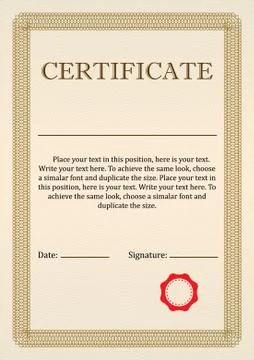 Certificate or Diploma of completion design template with frame. Vector  Stock Illustration