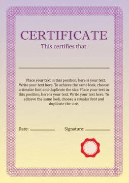 Certificate or Diploma of completion design template with frame. Vector  Stock Illustration