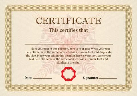 Certificate or Diploma of completion design template with frame.  Stock Illustration