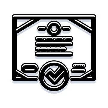 Certificate or diploma document with checkmark icon Stockillustratie