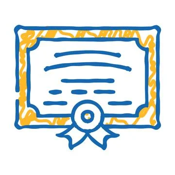 Certificate or diploma of graduation icon doodle illustration Stock Illustration