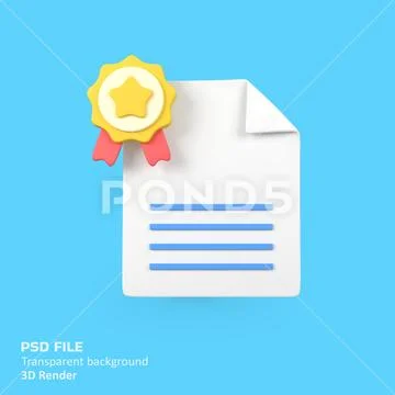 Certificate or diploma isolated 3d render icon illustration PSD Template