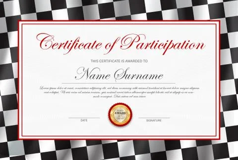 Certificate participation, diploma vector template Stock Illustration
