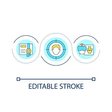 Certificate program with VR learning approach loop concept icon Stock Illustration