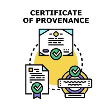 Certificate of provenance validating origin and authenticity Stock Illustration