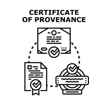 Certificate of provenance validating origin and authenticity Stock Illustration