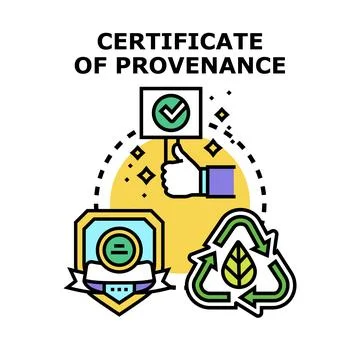 Certificate of provenance validating product authenticity origin Stock Illustration