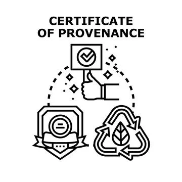 Certificate of provenance validating product authenticity origin Stock Illustration
