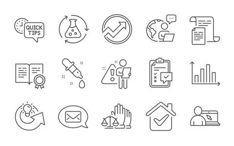 Certificate, Quick tips and Messenger icons set. Vector 스톡 일러스트