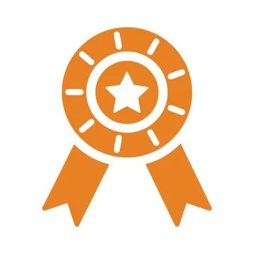 Certificate, reward, icon. Orange vector design. Stock Illustration