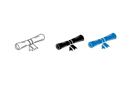 Certificate roll diploma icon Vector illustration on white background. Stock Illustration